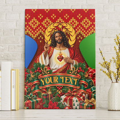 Personalized Eritrea Jesus Christmas Canvas Wall Art Camel Emblem Ugly Pattern Festive Holiday