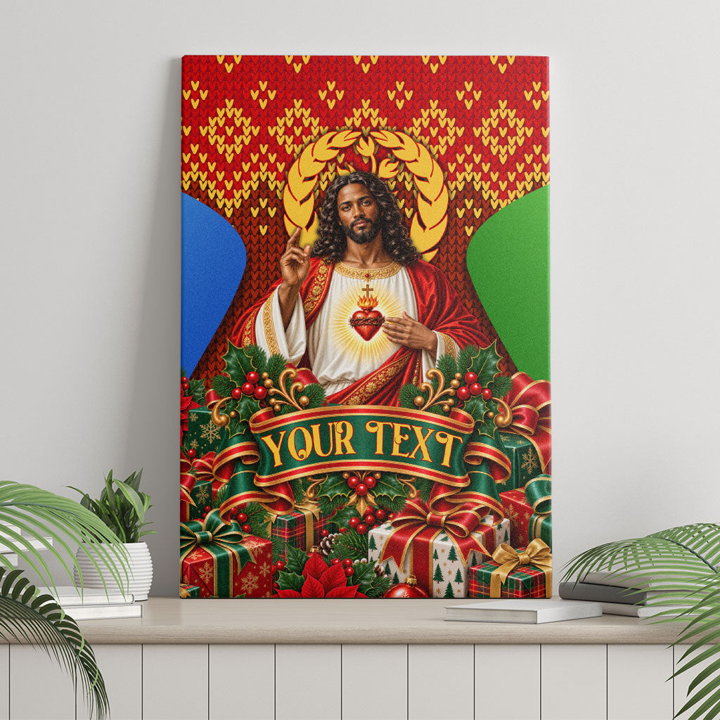 Personalized Eritrea Jesus Christmas Canvas Wall Art Camel Emblem Ugly Pattern Festive Holiday