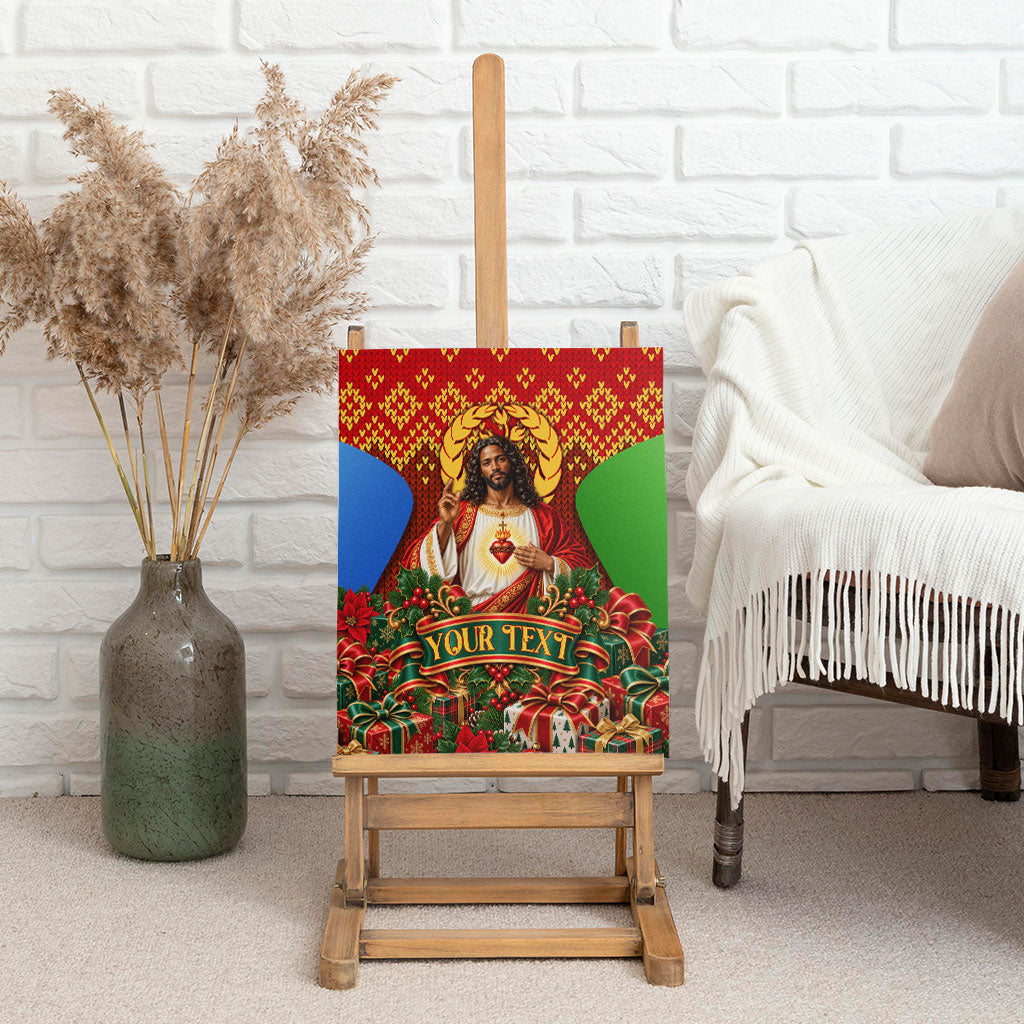 Personalized Eritrea Jesus Christmas Canvas Wall Art Camel Emblem Ugly Pattern Festive Holiday