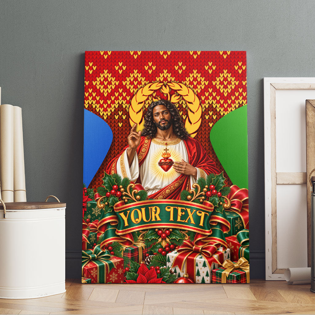 Personalized Eritrea Jesus Christmas Canvas Wall Art Camel Emblem Ugly Pattern Festive Holiday