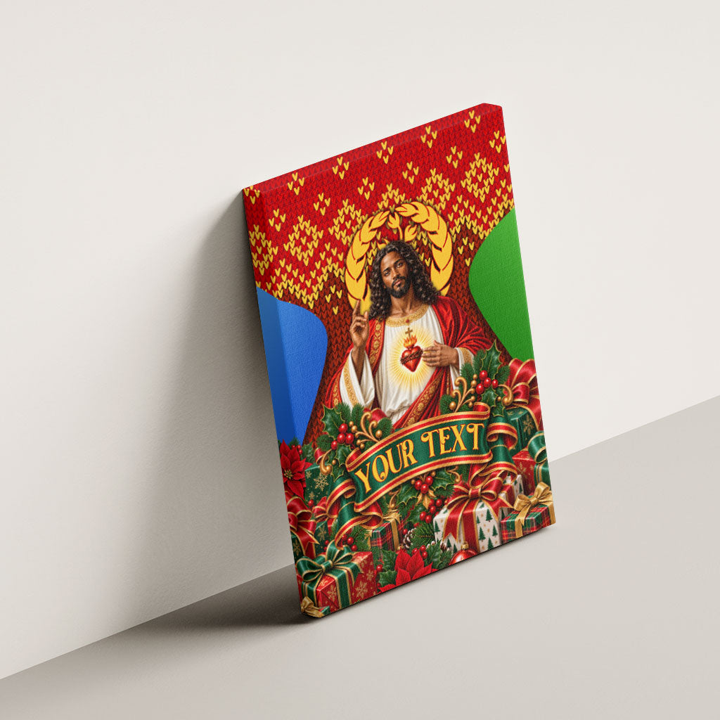 Personalized Eritrea Jesus Christmas Canvas Wall Art Camel Emblem Ugly Pattern Festive Holiday