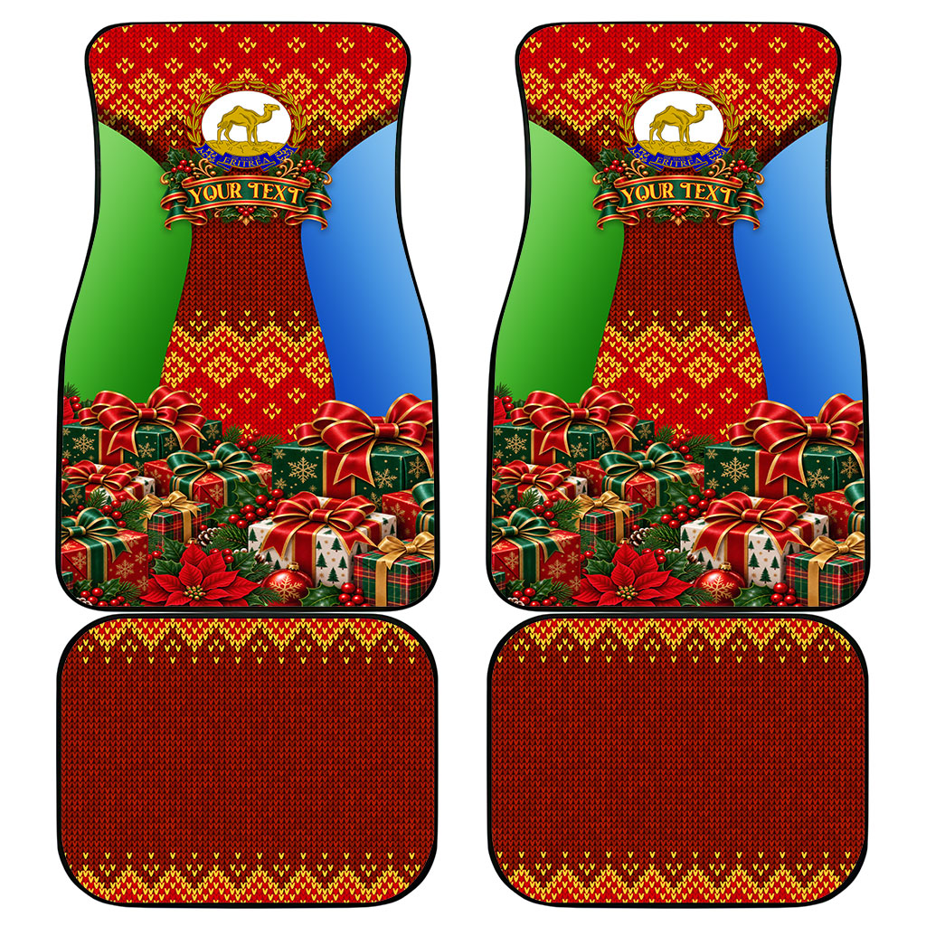 Personalized Eritrea Jesus Christmas Car Mats Camel Emblem Ugly Pattern Festive Holiday