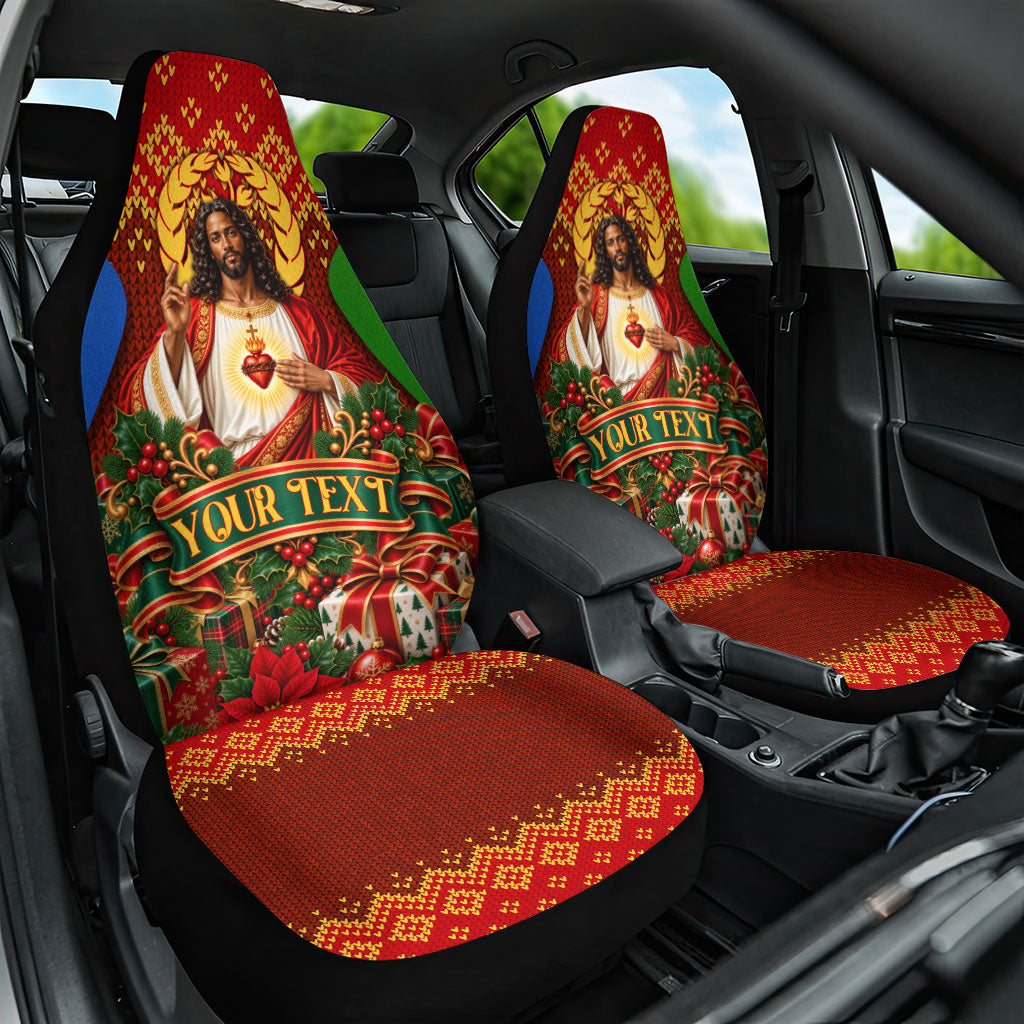 Personalized Eritrea Jesus Christmas Car Seat Cover Camel Emblem Ugly Pattern Festive Holiday