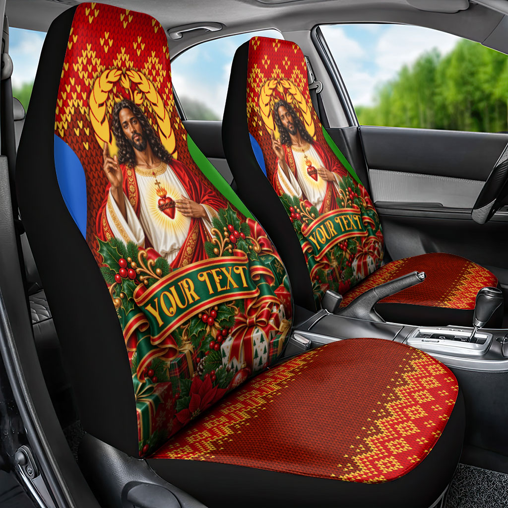 Personalized Eritrea Jesus Christmas Car Seat Cover Camel Emblem Ugly Pattern Festive Holiday