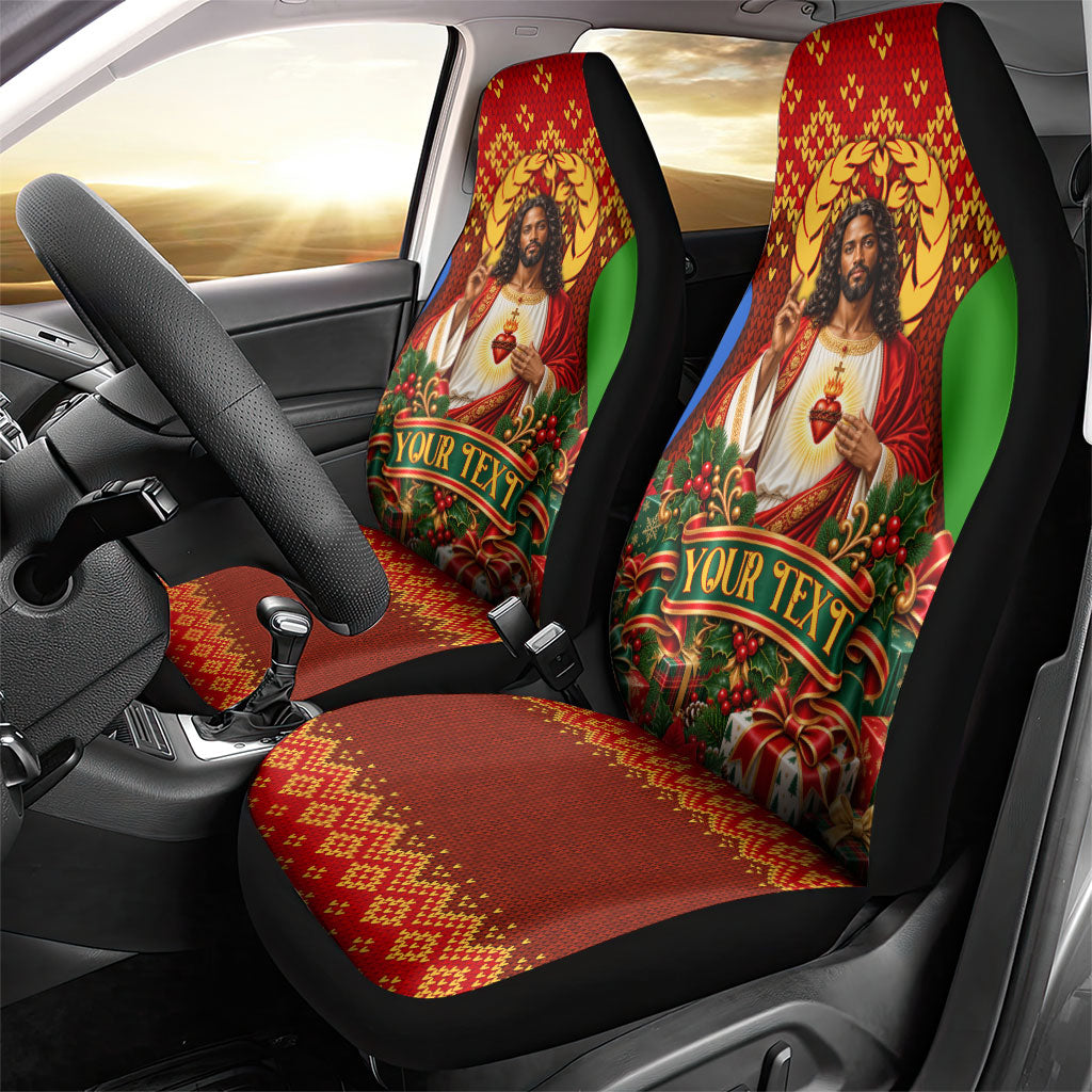 Personalized Eritrea Jesus Christmas Car Seat Cover Camel Emblem Ugly Pattern Festive Holiday