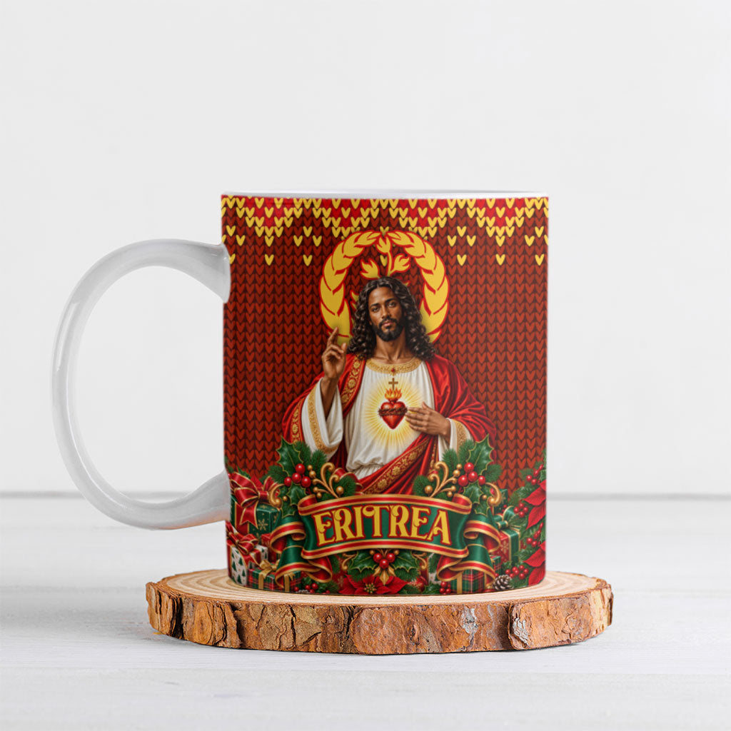 Personalized Eritrea Jesus Christmas Ceramic Mug Camel Emblem Ugly Pattern Festive Holiday