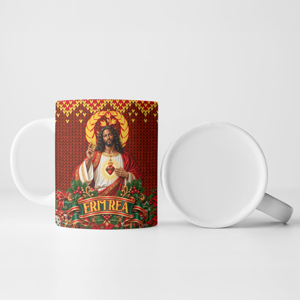 Personalized Eritrea Jesus Christmas Ceramic Mug Camel Emblem Ugly Pattern Festive Holiday
