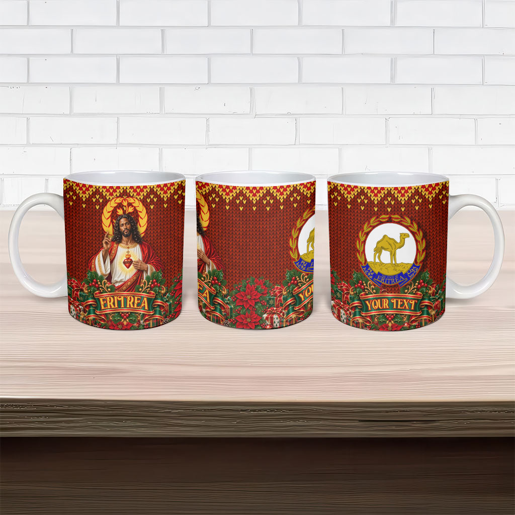 Personalized Eritrea Jesus Christmas Ceramic Mug Camel Emblem Ugly Pattern Festive Holiday