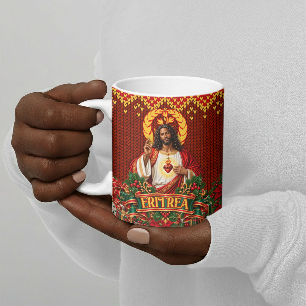 Personalized Eritrea Jesus Christmas Ceramic Mug Camel Emblem Ugly Pattern Festive Holiday