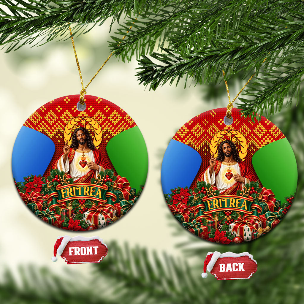 Eritrea Jesus Christmas Ceramic Ornament Camel Emblem Ugly Pattern Festive Holiday