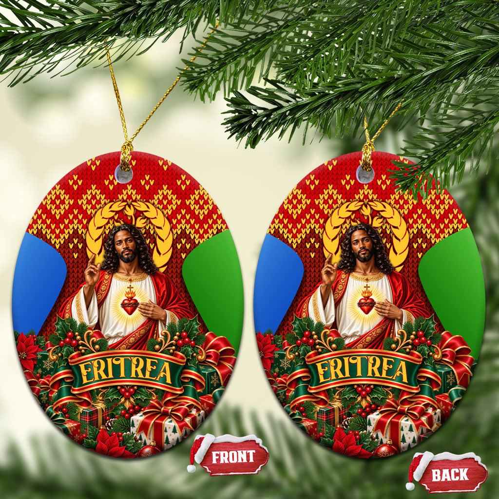 Eritrea Jesus Christmas Ceramic Ornament Camel Emblem Ugly Pattern Festive Holiday