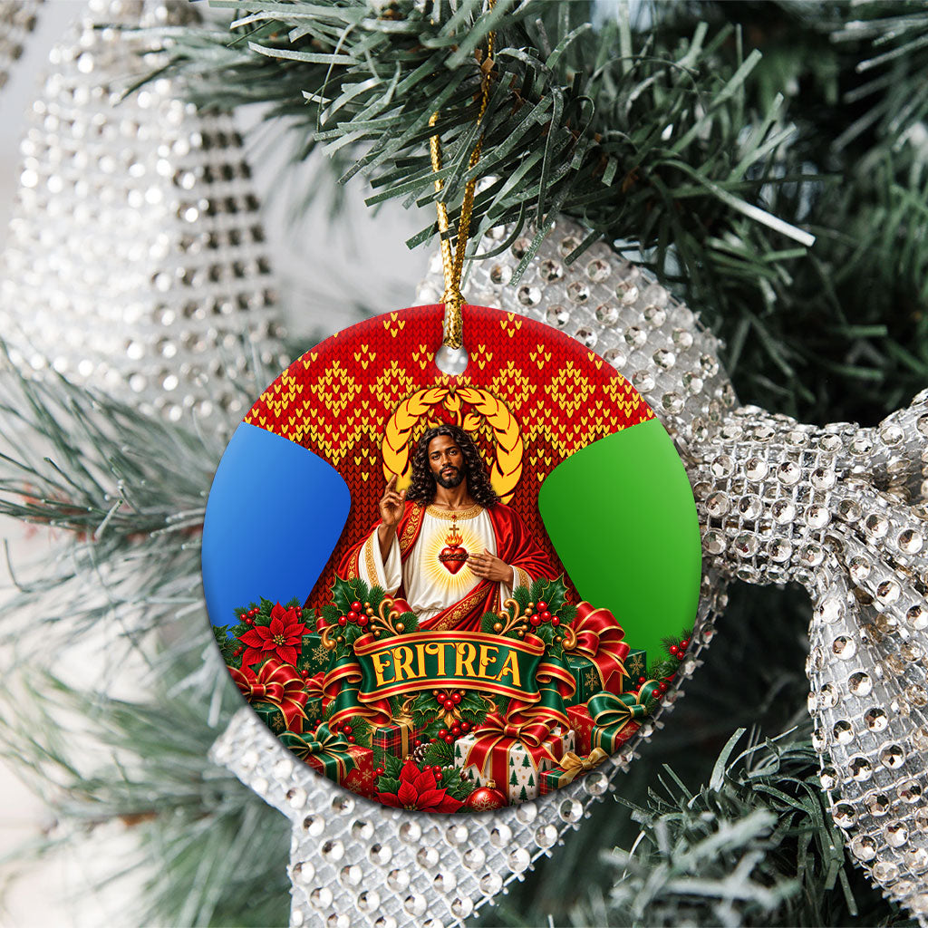Eritrea Jesus Christmas Ceramic Ornament Camel Emblem Ugly Pattern Festive Holiday