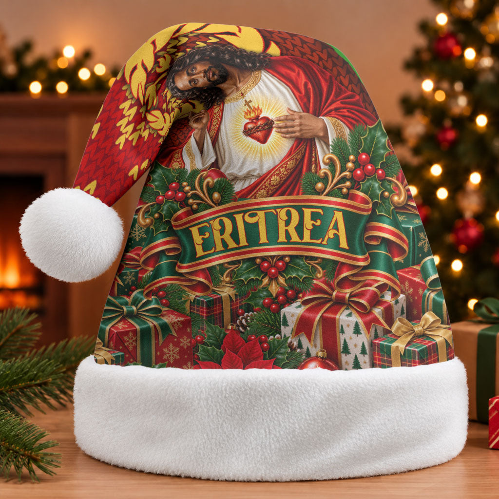 Eritrea Jesus Christmas Santa Hat Camel Emblem Ugly Pattern Festive Holiday