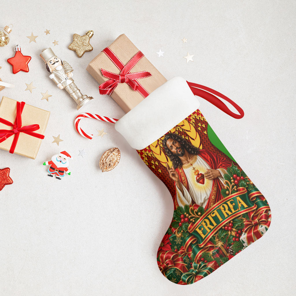Eritrea Jesus Christmas Stocking Camel Emblem Ugly Pattern Festive Holiday