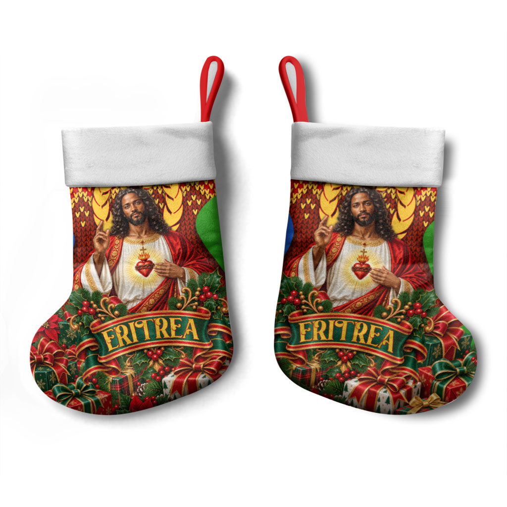 Eritrea Jesus Christmas Stocking Camel Emblem Ugly Pattern Festive Holiday