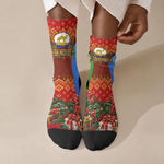 Personalized Eritrea Jesus Christmas Crew Socks Camel Emblem Ugly Pattern Festive Holiday