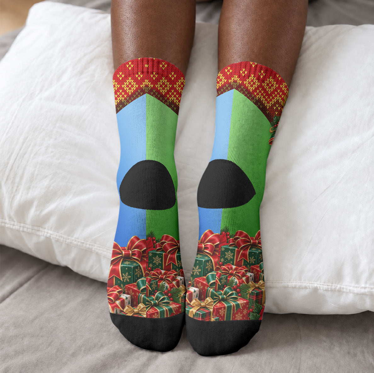 Personalized Eritrea Jesus Christmas Crew Socks Camel Emblem Ugly Pattern Festive Holiday
