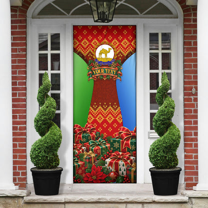 Personalized Eritrea Jesus Christmas Door Cover Camel Emblem Ugly Pattern Festive Holiday