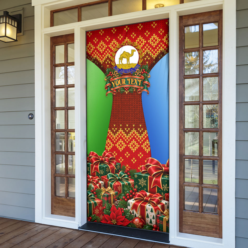 Personalized Eritrea Jesus Christmas Door Cover Camel Emblem Ugly Pattern Festive Holiday