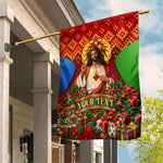 Personalized Eritrea Jesus Christmas Garden Flag Camel Emblem Ugly Pattern Festive Holiday