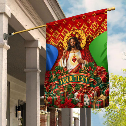 Personalized Eritrea Jesus Christmas Garden Flag Camel Emblem Ugly Pattern Festive Holiday