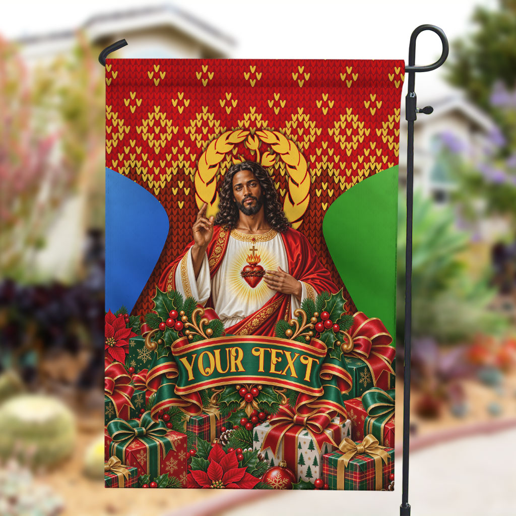 Personalized Eritrea Jesus Christmas Garden Flag Camel Emblem Ugly Pattern Festive Holiday