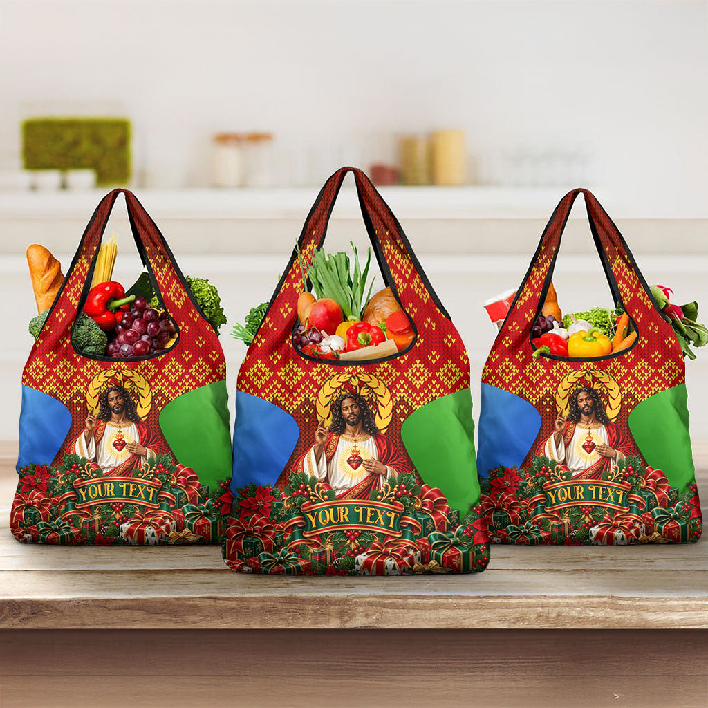 Personalized Eritrea Jesus Christmas Grocery Bag Camel Emblem Ugly ...
