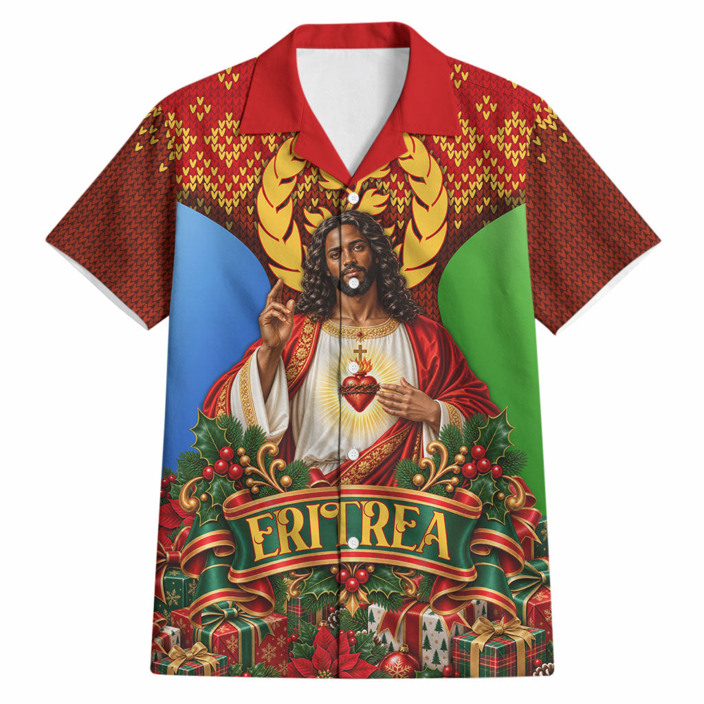 Personalized Eritrea Jesus Christmas Hawaiian Shirt Camel Emblem Ugly Pattern Festive Holiday
