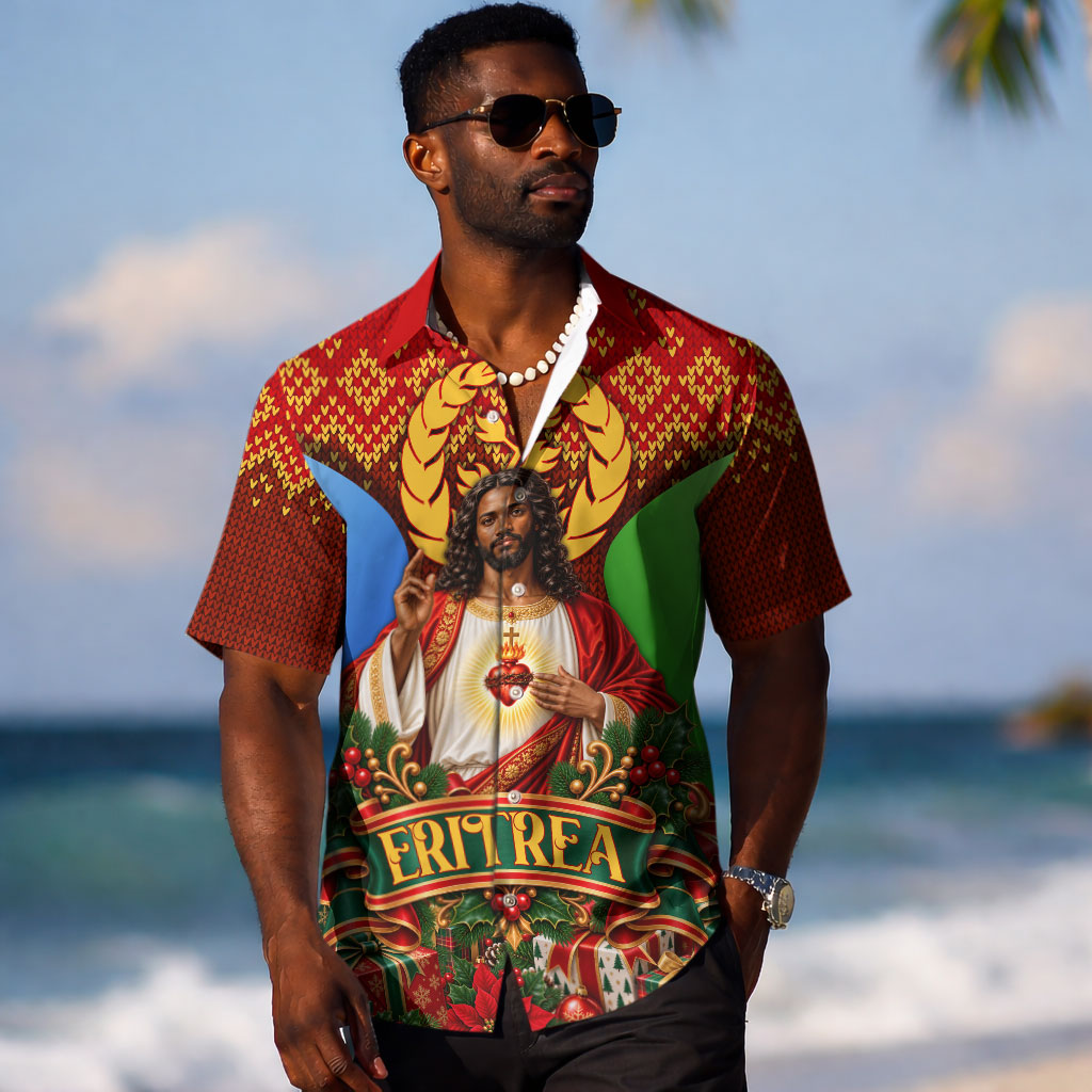 Personalized Eritrea Jesus Christmas Hawaiian Shirt Camel Emblem Ugly Pattern Festive Holiday