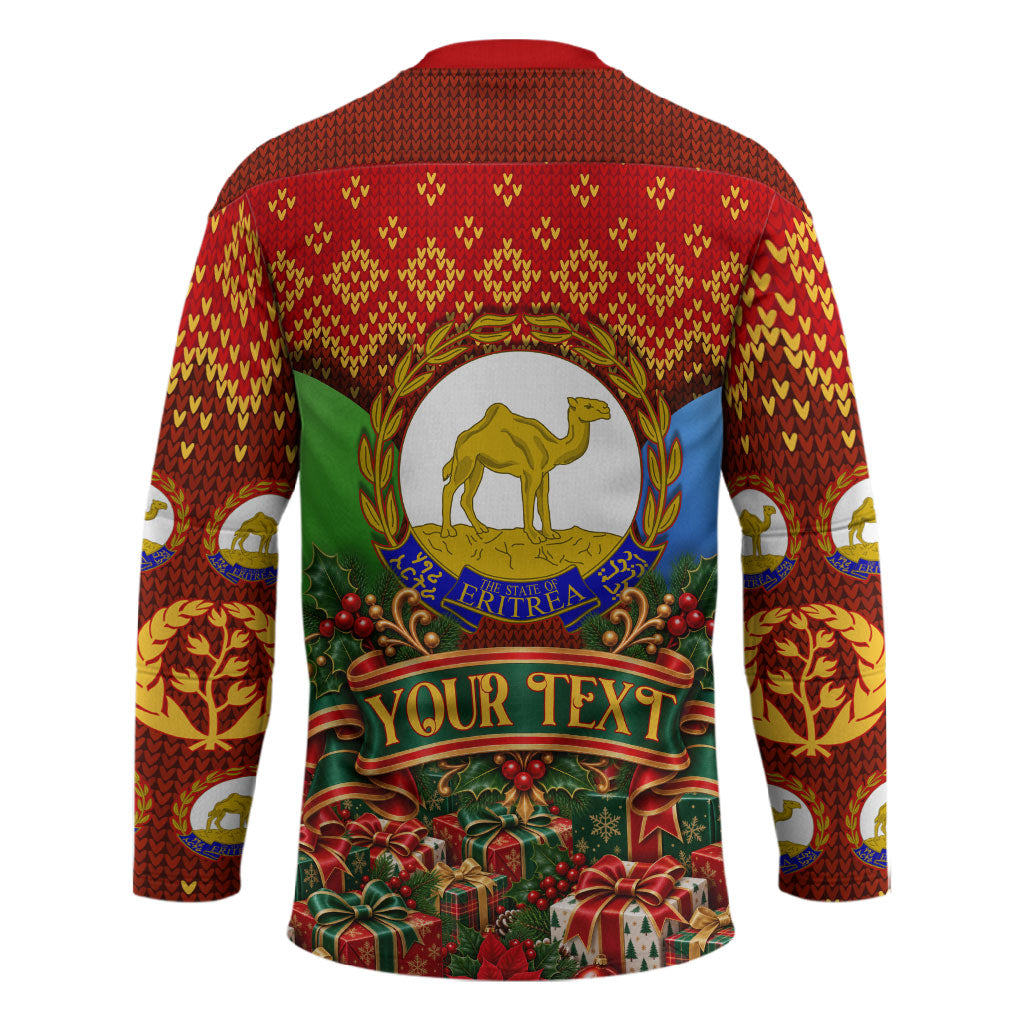 Personalized Eritrea Jesus Christmas Hockey Jersey Camel Emblem Ugly Pattern Festive Holiday