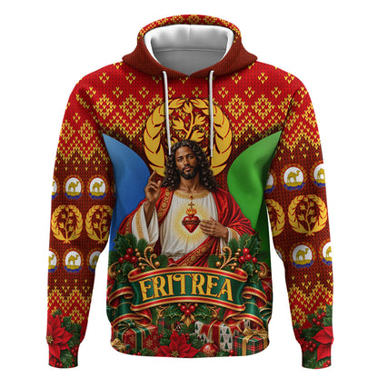 Personalized Eritrea Jesus Christmas Hoodie Camel Emblem Ugly Pattern Festive Holiday