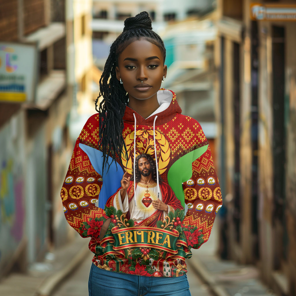 Personalized Eritrea Jesus Christmas Hoodie Camel Emblem Ugly Pattern Festive Holiday
