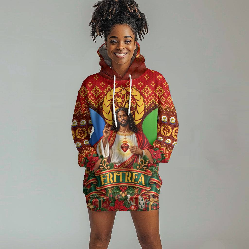 Personalized Eritrea Jesus Christmas Hoodie Dress Camel Emblem Ugly Pattern Festive Holiday