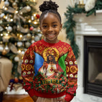 Personalized Eritrea Jesus Christmas Kid Ugly Christmas Sweater Camel Emblem Ugly Pattern Festive Holiday