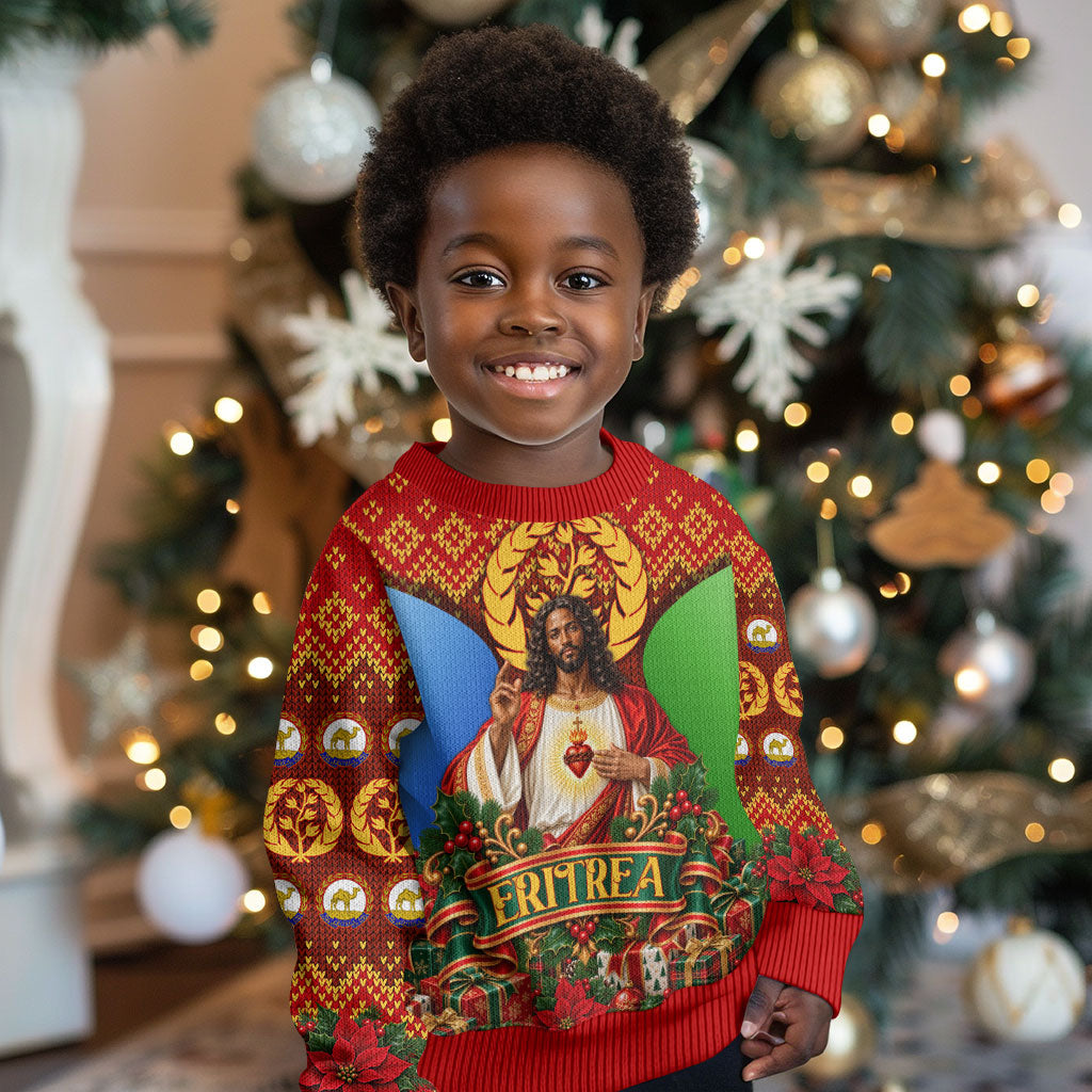 Personalized Eritrea Jesus Christmas Kid Ugly Christmas Sweater Camel Emblem Ugly Pattern Festive Holiday