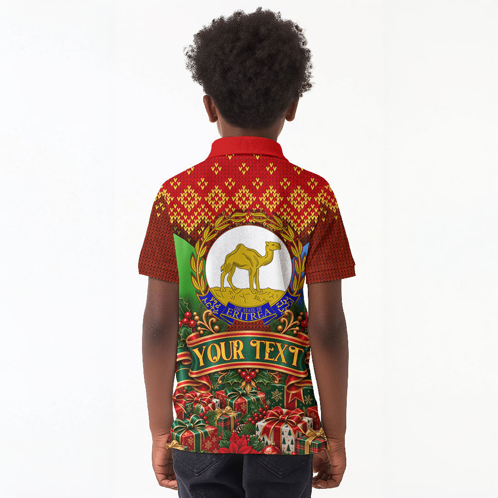 Personalized Eritrea Jesus Christmas Kid Polo Shirt Camel Emblem Ugly Pattern Festive Holiday