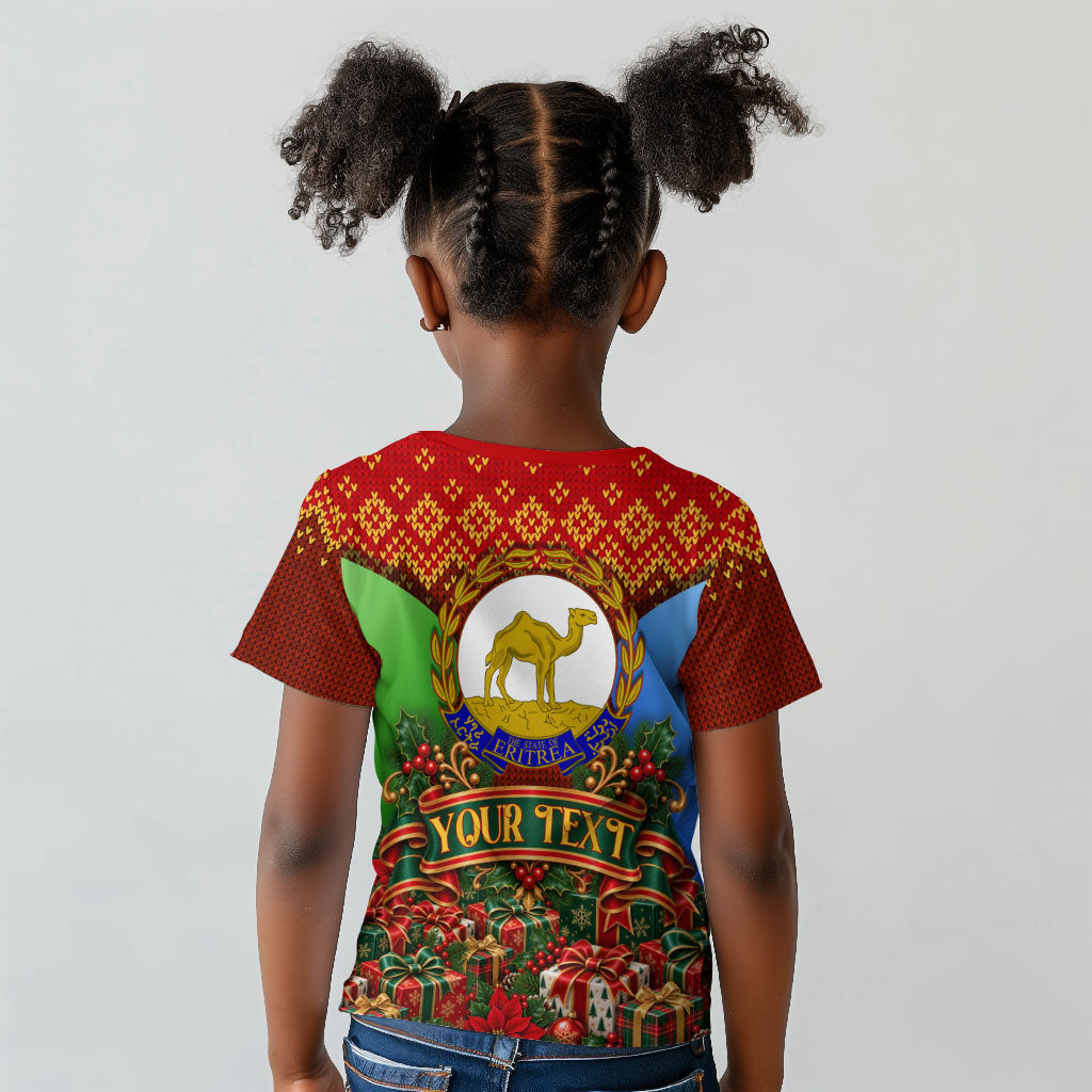 Personalized Eritrea Jesus Christmas Kid T shirt Camel Emblem Ugly Pattern Festive Holiday