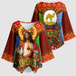 Personalized Eritrea Jesus Christmas Kimono Sleeve Blouse Camel Emblem Ugly Pattern Festive Holiday