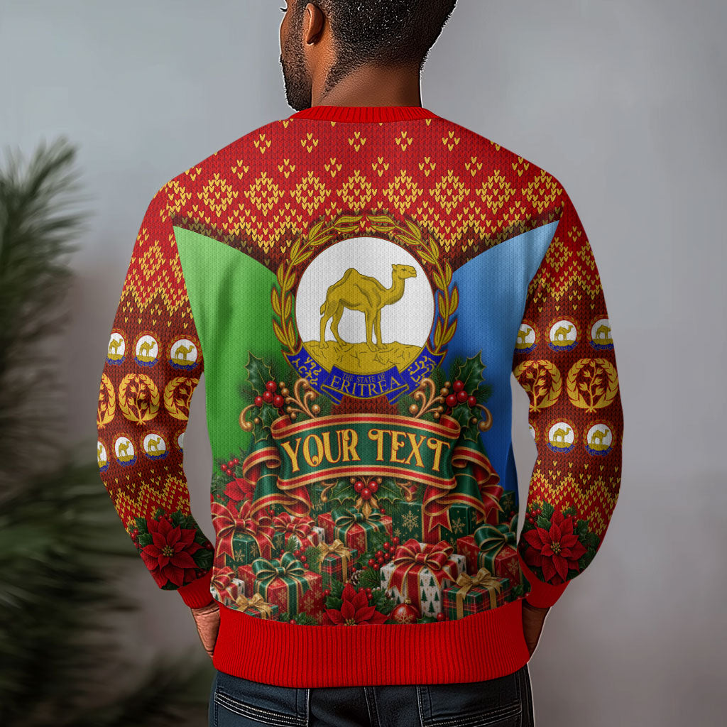 Personalized Eritrea Jesus Christmas Ugly Christmas Sweater Camel Emblem Ugly Pattern Festive Holiday