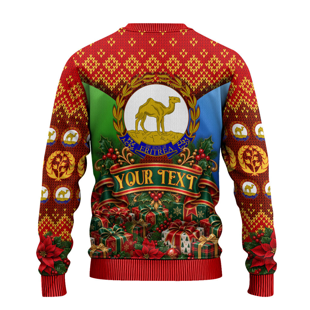 Personalized Eritrea Jesus Christmas Ugly Christmas Sweater Camel Emblem Ugly Pattern Festive Holiday