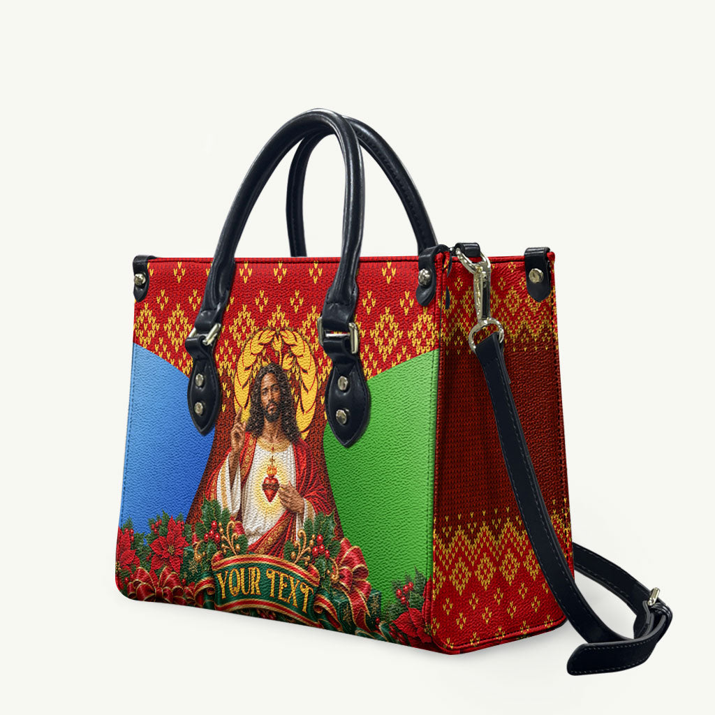 Personalized Eritrea Jesus Christmas Leather Bag Camel Emblem Ugly Pattern Festive Holiday