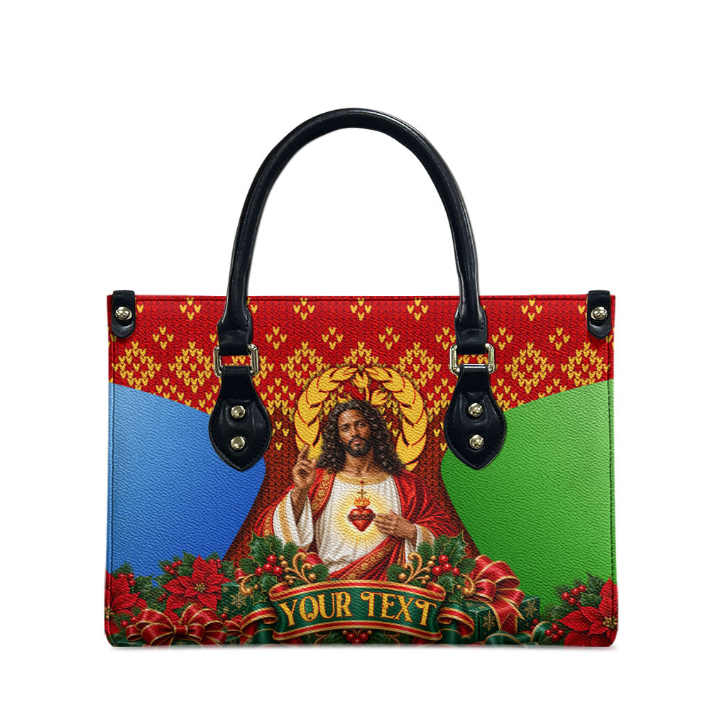 Personalized Eritrea Jesus Christmas Leather Bag Camel Emblem Ugly Pattern Festive Holiday