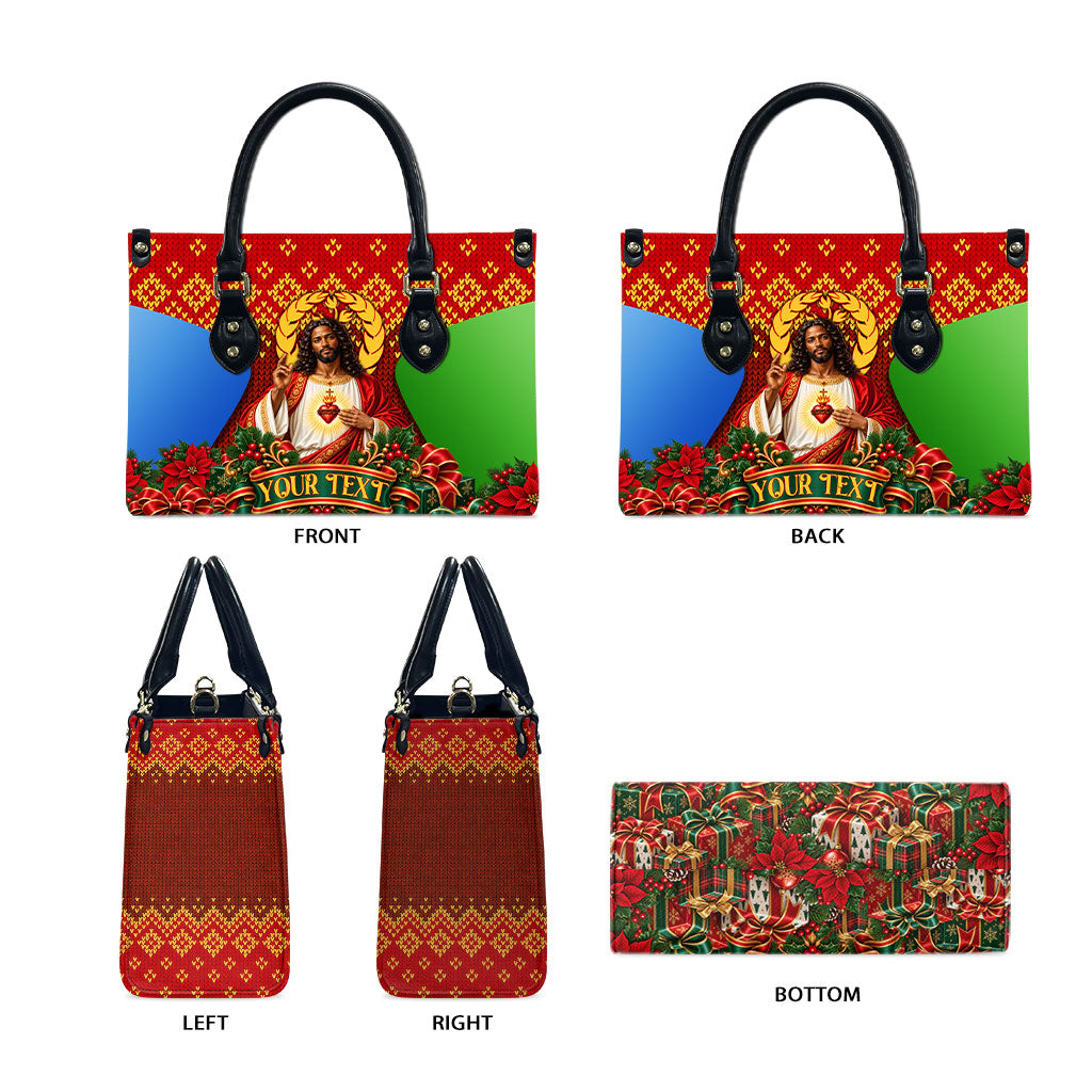 Personalized Eritrea Jesus Christmas Leather Bag Camel Emblem Ugly Pattern Festive Holiday