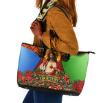 Personalized Eritrea Jesus Christmas Leather Tote Bag Camel Emblem Ugly Pattern Festive Holiday