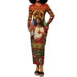 Personalized Eritrea Jesus Christmas Long Sleeve Bodycon Dress Camel Emblem Ugly Pattern Festive Holiday