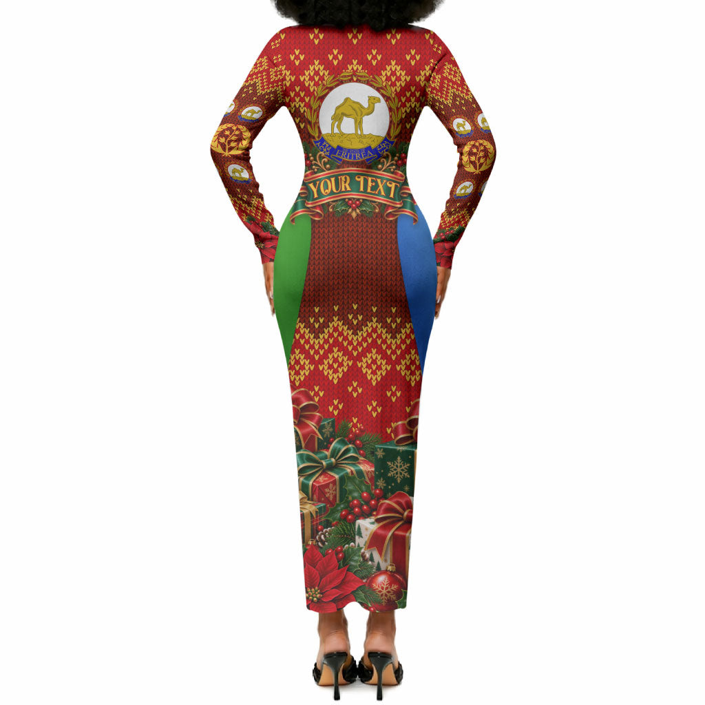 Personalized Eritrea Jesus Christmas Long Sleeve Bodycon Dress Camel Emblem Ugly Pattern Festive Holiday
