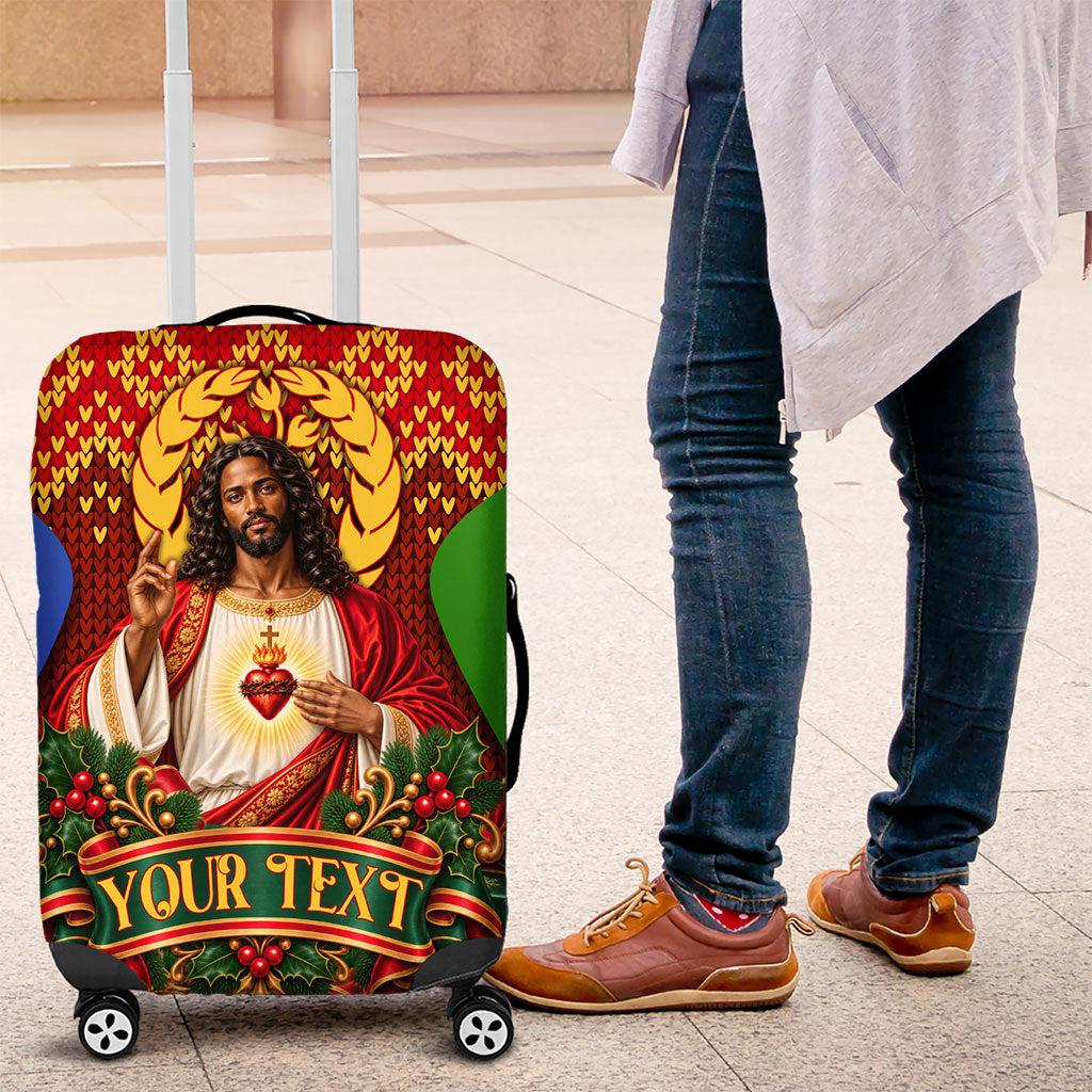 Personalized Eritrea Jesus Christmas Luggage Cover Camel Emblem Ugly Pattern Festive Holiday