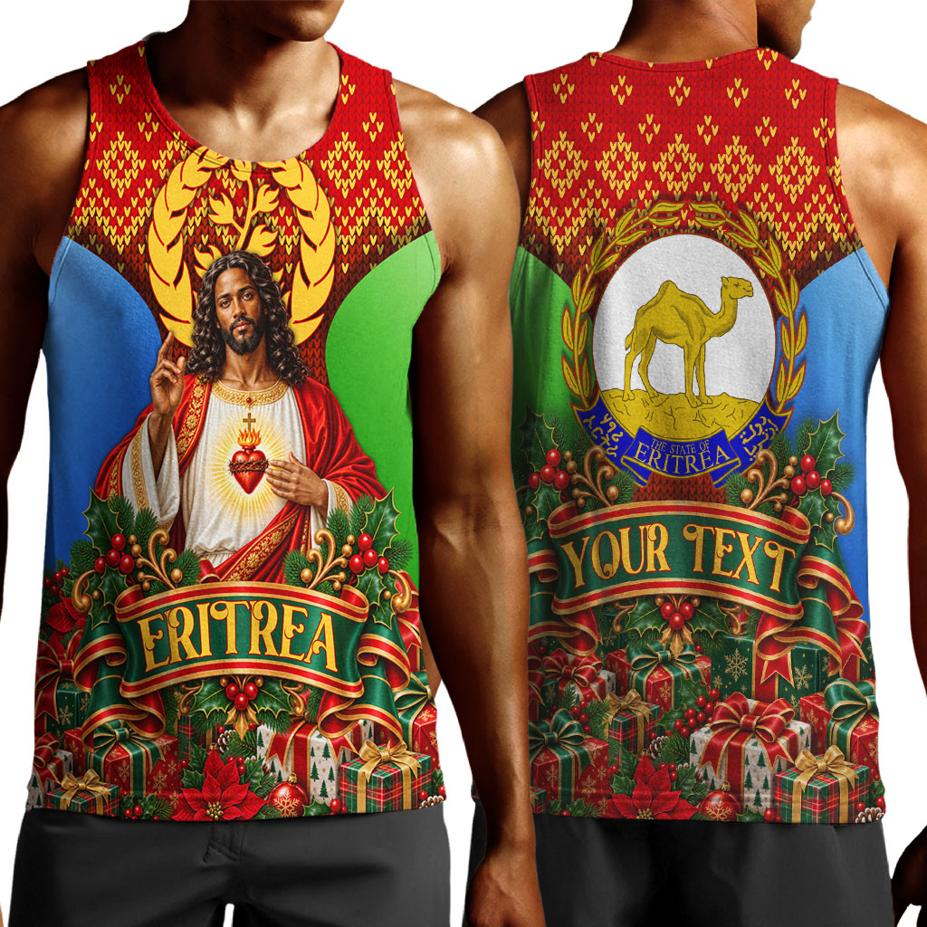 Personalized Eritrea Jesus Christmas Men Tank Top Camel Emblem Ugly Pattern Festive Holiday
