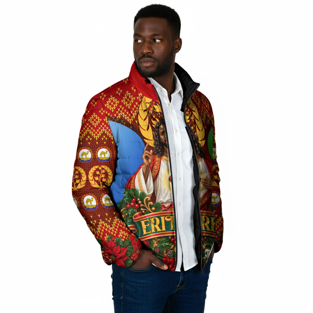 Personalized Eritrea Jesus Christmas Padded Jacket Camel Emblem Ugly ...