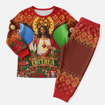 Personalized Eritrea Jesus Christmas Pajama Set Camel Emblem Ugly Pattern Festive Holiday